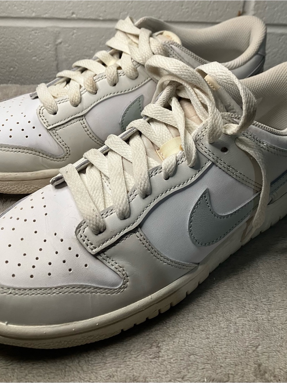Nike White Low-Top Sneakers with Light Gray Swoosh